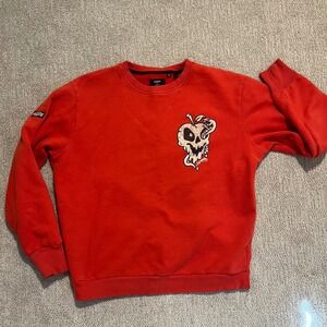 Superdry Mens Red Skull Apple Graphic‎ Crewneck Sweatshirt Size L
